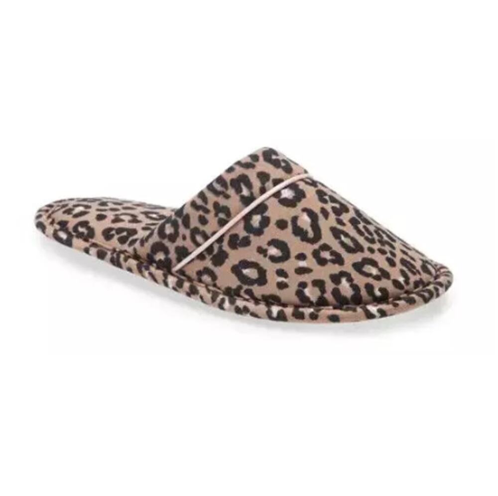 NEW Nordstrom Leopard Print Scuff Slip On Slide Slippers Size S